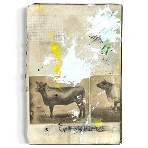 Original Mixed Media Modern Art Collage "Grith" 7x10.5" Signed